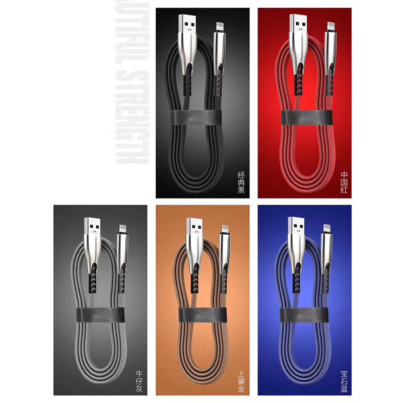 2 Meter 1.8A Geflochtene Schnellladung Flache Zinklegierung Gehäuse Tangle Free Flex Verbiegung USB Datenkabel für Micro USB, Typ C, iPhone Blitzladung und Synchronisation