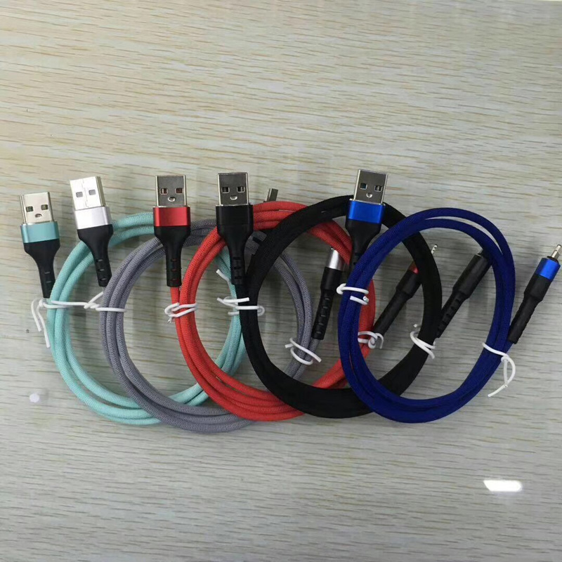 Schnelles Aufladen rundes Aluminiumgehäuse Geflochtenes Flex-USB-Datenkabel für Micro USB, Typ C, iPhone Blitzladung und Synchronisation