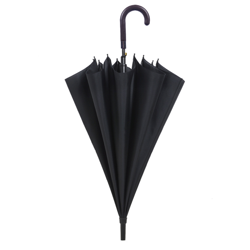 Classic best sale black pongee stoff metallrahmen kunststoff kurve griff gerade regenschirm