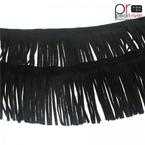 Heißer Verkauf 20 cm schwarz farbe Günstige lange Kunstleder wildleder Fringe trim