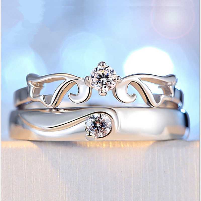 925 silberne kreative Diamant-Ring-Paar-geöffnetes Paar-Ring zum Ring-Mund, silberner Schmuck-glänzender Stern