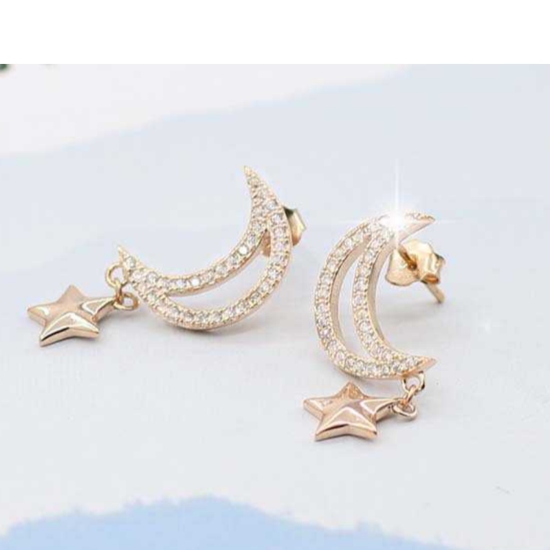 S925 Auto Blume Tremella Ornament Stern Mond eingebettet Zirkon Fashion Ohrringe