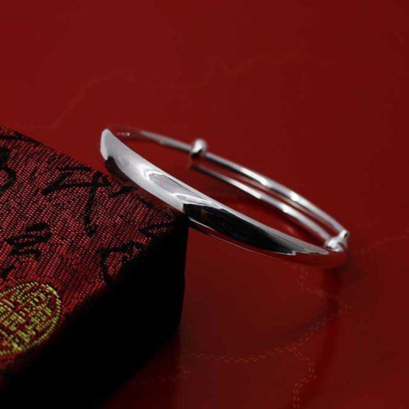 999 Silber konvexes Armband, drücken und ziehen Live-Mouthsilber-Armband, einfacher modischer Silberschmuck