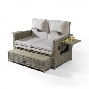 Garten faltende stützende Plastikrattan-Sonnenliegen