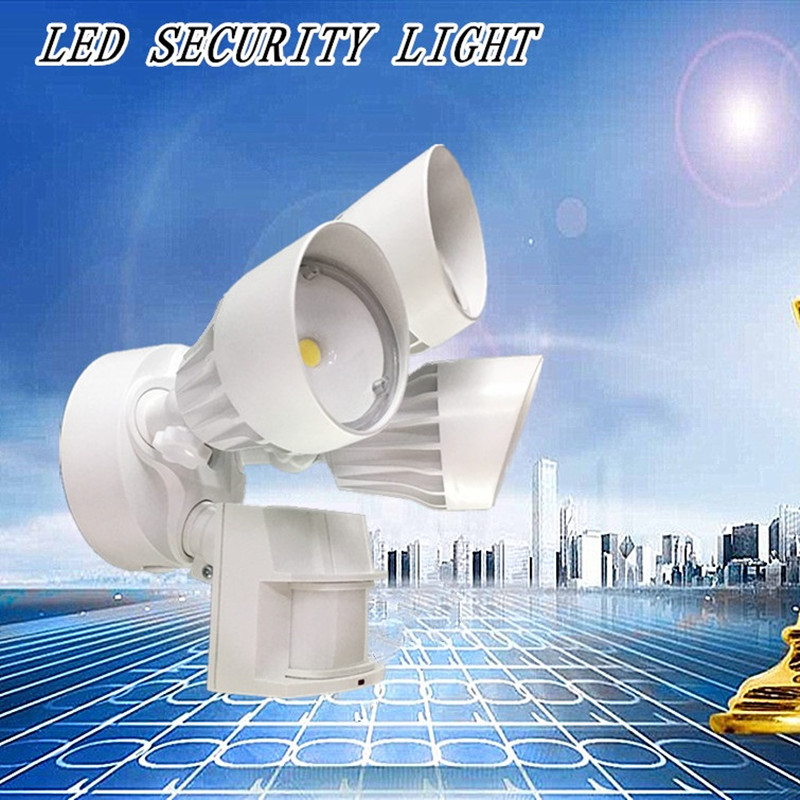 LED-Außenstrahler mit Bewegungssensor, 30 W, 3 Köpfe, Weiß, Bewegungslicht