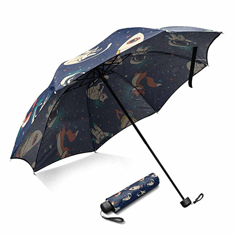 Faltbarer Regenschirm des neuen Entwurfs fördernden kundenspezifischen Karikaturmusters 3