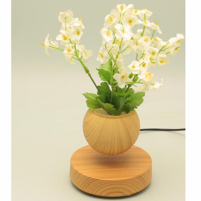 Magnetischer schwebender schwebender Bonsai-Blumentopf-Blumentopf aus Holz mit rundem Fuß