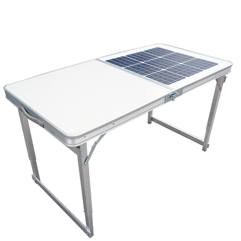Tragbarer faltbarer Solartisch zum Aufladen für Campingküche im Freien mit zusammenklappbarer Arbeitsplatte