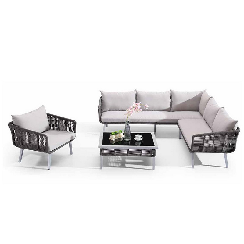 L-förmiges Outdoor-Rattan-Sofagarnitur