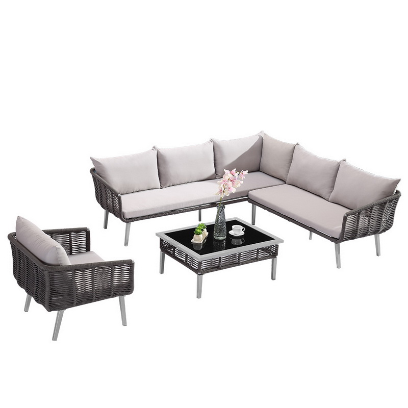 L-förmiges Outdoor-Rattan-Sofagarnitur