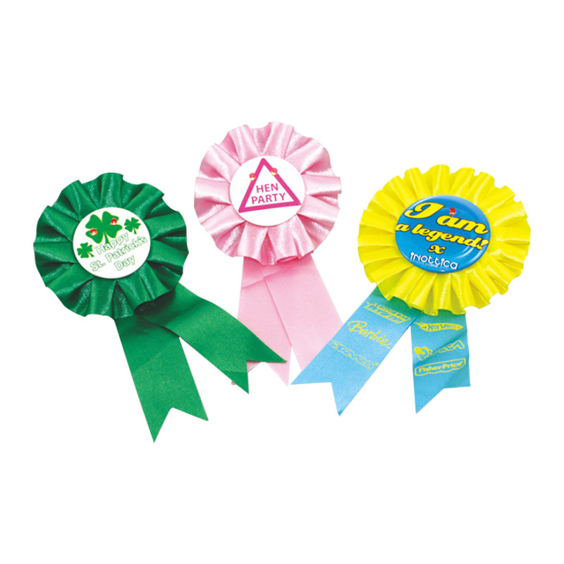 China Hersteller Round Ribbon Badge Kunststoff Abzeichen Fashion Award für Geburtstagsfeier