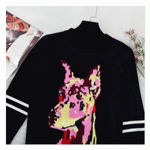 Neueste Herbst Winter Langarm Wolf Jacquard Frauen Tops Pullover Sweater