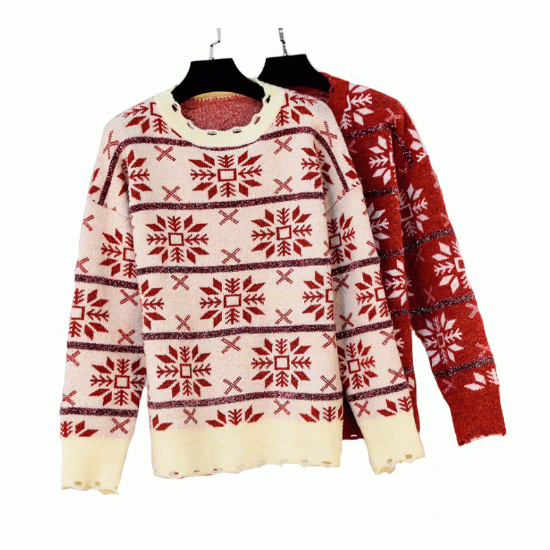 Neue Ankunfts-neue Loseblatt-Jacquard-Oberseiten gestrickte Strickjacke-Pullover für Damen