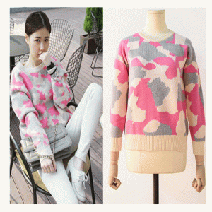 Koreanischen Stil Wollmischung dicke warme Jacquard Pullover Strickwaren