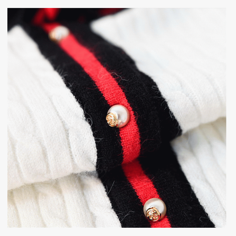 Großhandel Cardigan gestreiften Kanten mit Schmetterlingsknoten Damen Herbst Winter Pullover