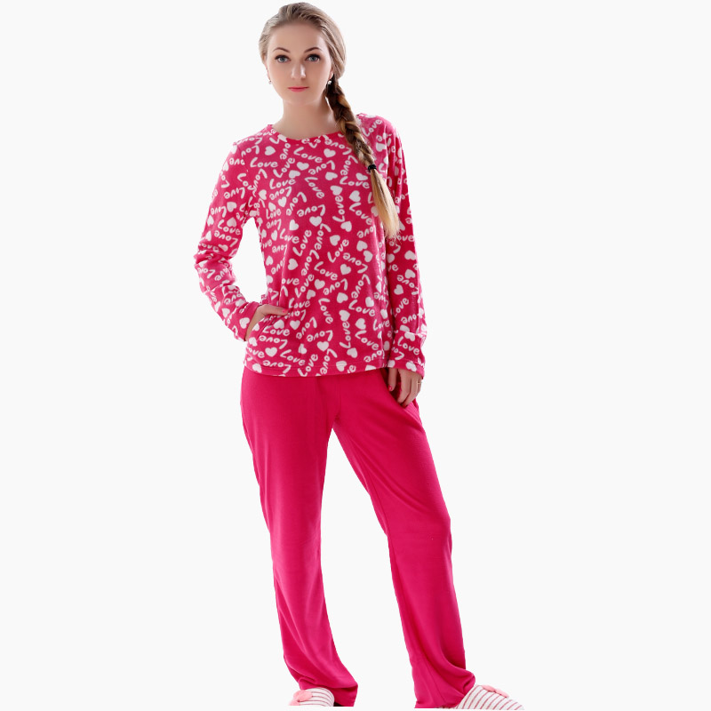 Frauen gedruckt Mikrofaser Fleece Pyjama Set
