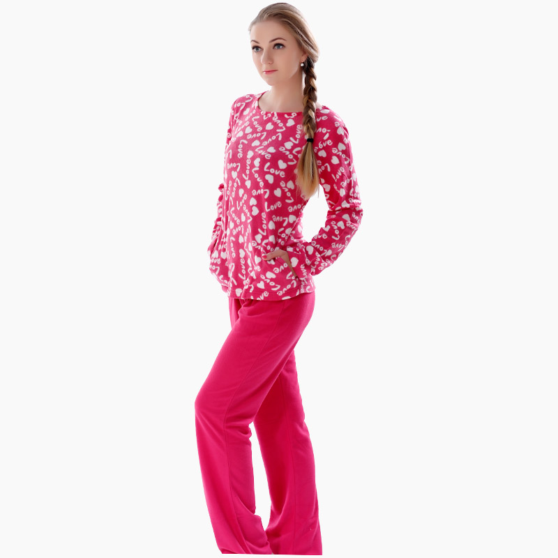 Frauen gedruckt Mikrofaser Fleece Pyjama Set