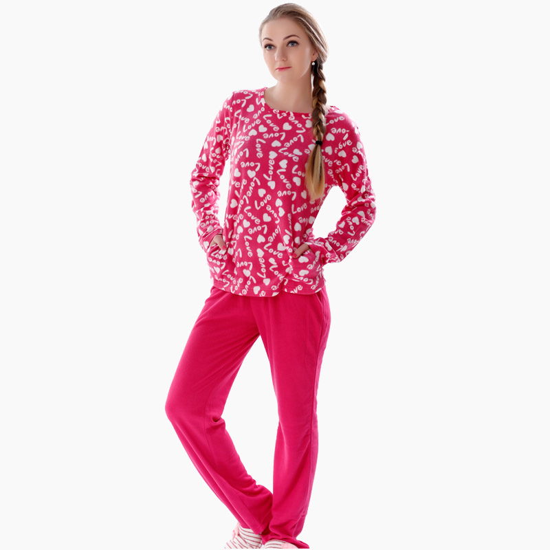 Frauen gedruckt Mikrofaser Fleece Pyjama Set