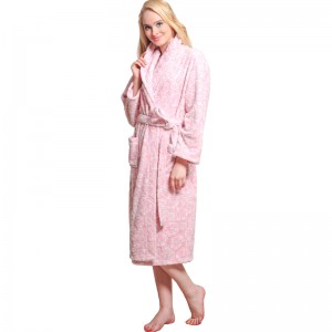 Erwachsener Ausschnitt-Vlies-Roben-Frauen-Pyjama-Herbst-Winter-Bademäntel