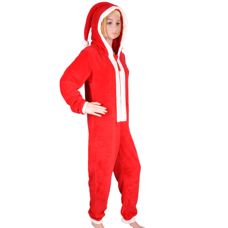 Kids Coral Fleece Hooded Weihnachtskostüm-Strampler