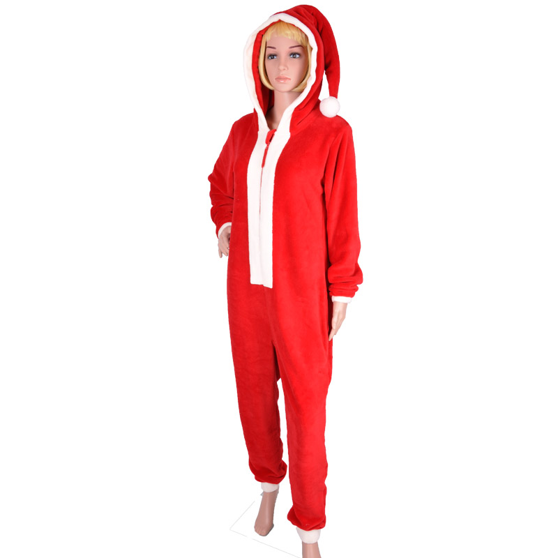 Kids Coral Fleece Hooded Weihnachtskostüm-Strampler