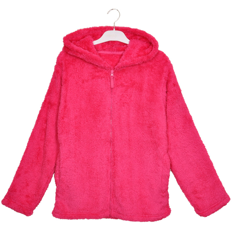 Frauen kuscheln Fleece Pink Zip Hooded Sweatshirt