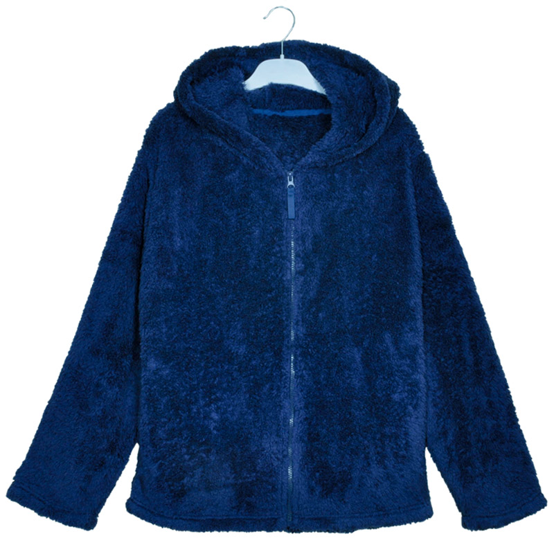 Frauen kuscheln Fleece Navy Zip Hooded Sweatshirt