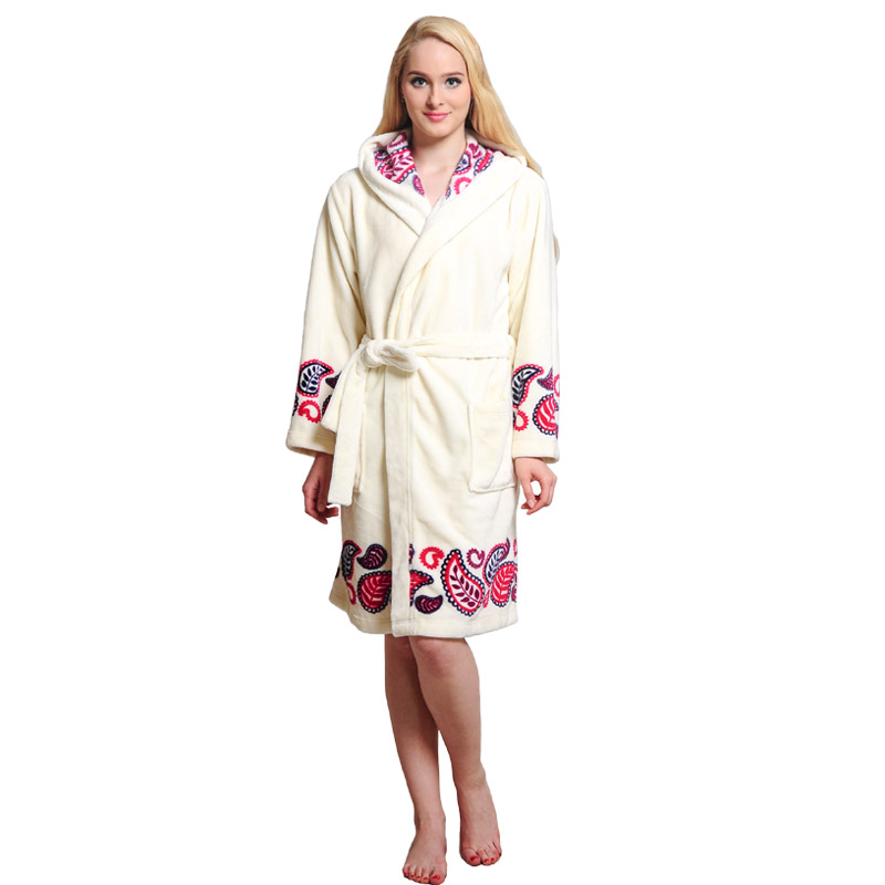 Frauen Position Printed Robes Flanell Fleece Pyjamas Frauen Kapuzenpyjamas