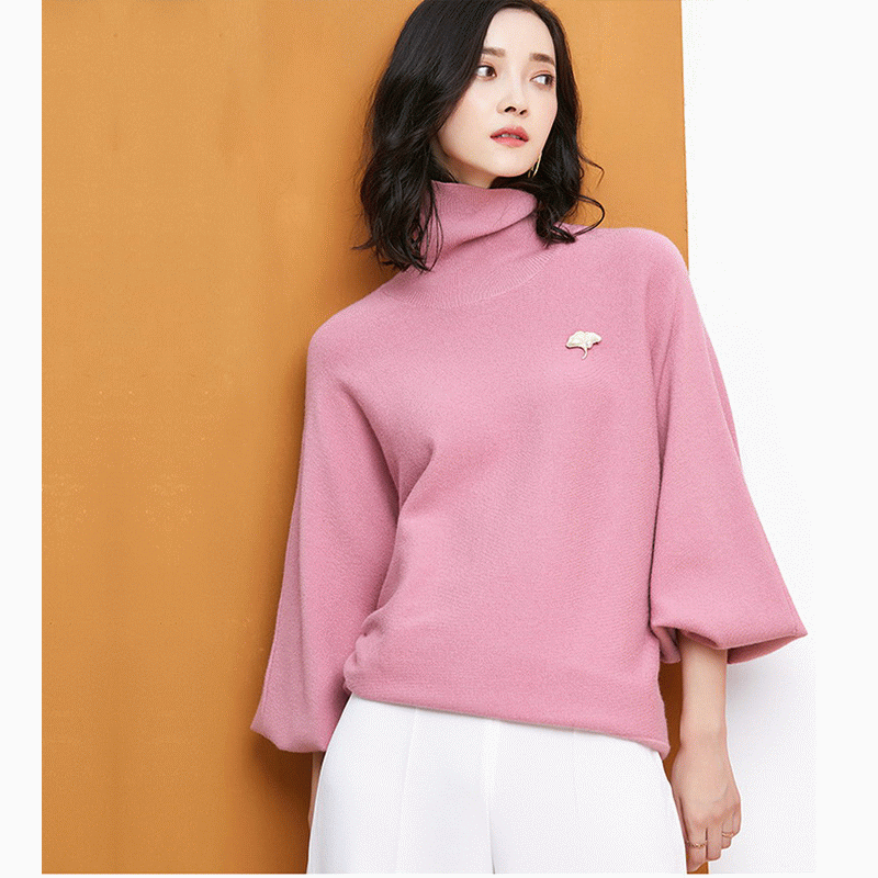 Maßgeschneiderter Laternenpullover aus 50% Wolle und 50% Acryl mit hohem Rollkragen