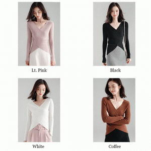 2019 Damen Slash Neck Cross Cheast Sweater