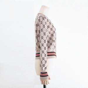 100% Polyester Finshnet Jacquard Cardigan Sweater für Damen