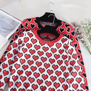 OEM \u0026 ODM 100% Baumwolle Herzen Jacquard Damen Strickpullover