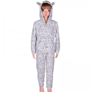 Kinder Korallen Fleece Stickerei gedruckt Pyjama Set
