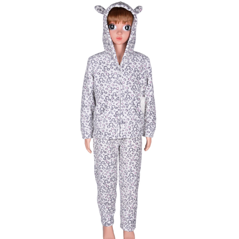 Kinder Korallen Fleece Stickerei gedruckt Pyjama Set