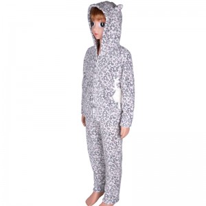 Kinder Korallen Fleece Stickerei gedruckt Pyjama Set