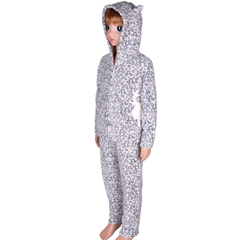 Kinder Korallen Fleece Stickerei gedruckt Pyjama Set