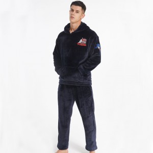 Männer Stickerei Luxus Flanell Fleece Pyjama Set