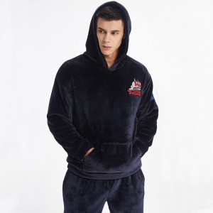 Männer Stickerei Luxus Flanell Fleece Pyjama Set