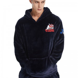 Männer Stickerei Luxus Flanell Fleece Pyjama Set