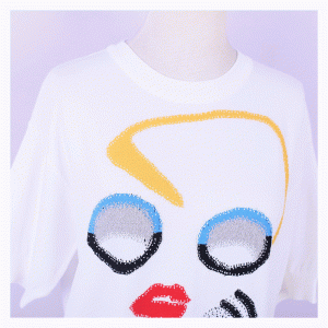 Maßgeschneiderte rote Lippen Jacquard Sommer dünne Strickpullover