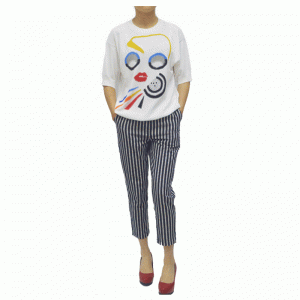 Maßgeschneiderte rote Lippen Jacquard Sommer dünne Strickpullover