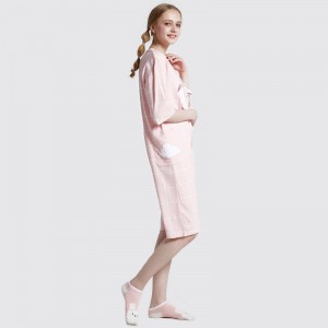 Frauen Onesie Pink Printed Cotton Jersey Stickerei Pyjamas Set