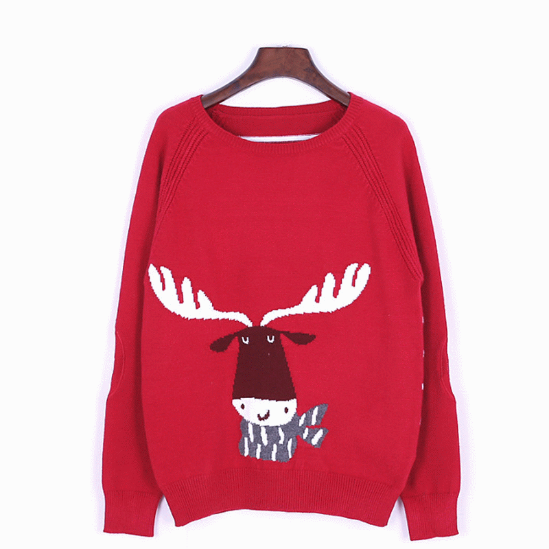 Benutzerdefinierte Weihnachten lose hässliche Weihnachten Deer Intarsia Strickpullover