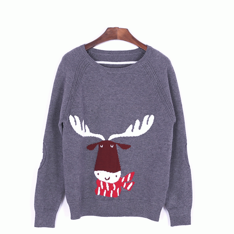 Benutzerdefinierte Weihnachten lose hässliche Weihnachten Deer Intarsia Strickpullover