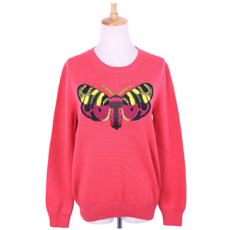 Gewohnheit genähter Schmetterlings-Flecken-Wollstrickjacke-Pullover für Damen