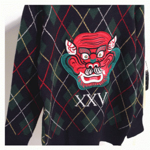 Warme Drachengesicht Patchworks Winter dicken Computer gestrickte Pullover Pullover