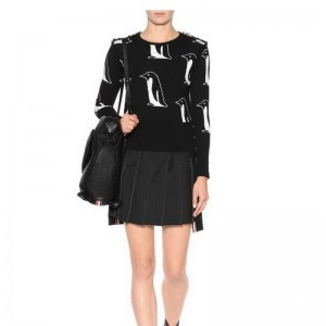 Damen Wollpinguin Muster Quaste Fransen Pullover Pullover