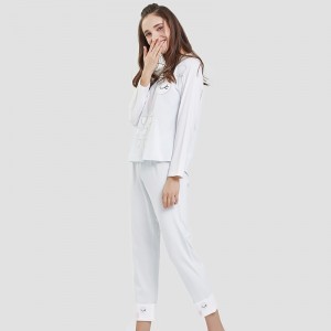 Frauen Position gedruckt Baumwolle-Spandex Single Jersey Pyjama Set