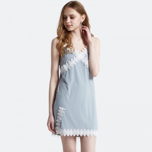 Frauen Satin Spitzenkleid