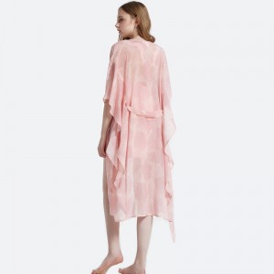 Damen Satin Pyjama Set mit bedrucktem Schal